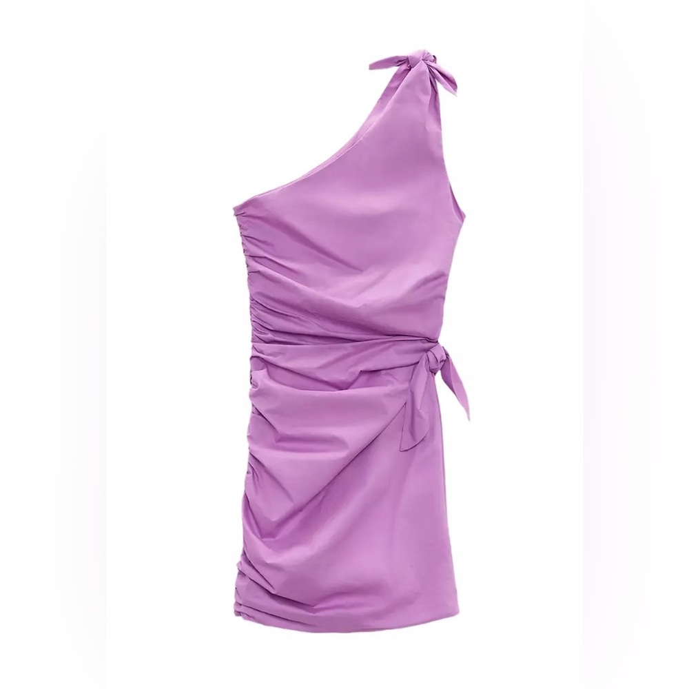 Zara One-Shoulder Purple Mini Dress